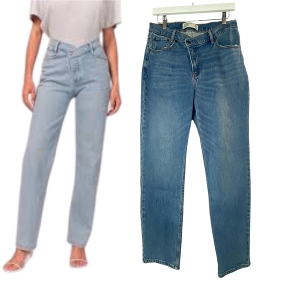 ABERCROMBIE & FITCH The Dad High Rise Crossover Asymmetric Jeans in 28/6R - Picture 1 of 7